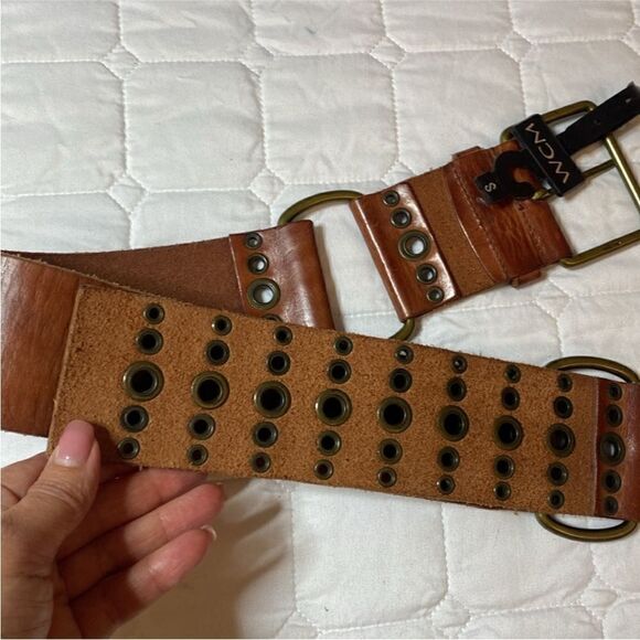 WCM Tan Leather Belt with Gold Details, S main image 8